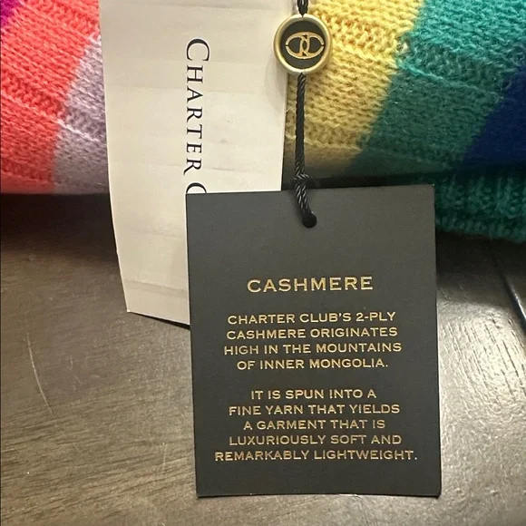 NEW Women's Charter Club Bright Marine One Cashmere Scarf Muffler NWT - Picture 2 of 4